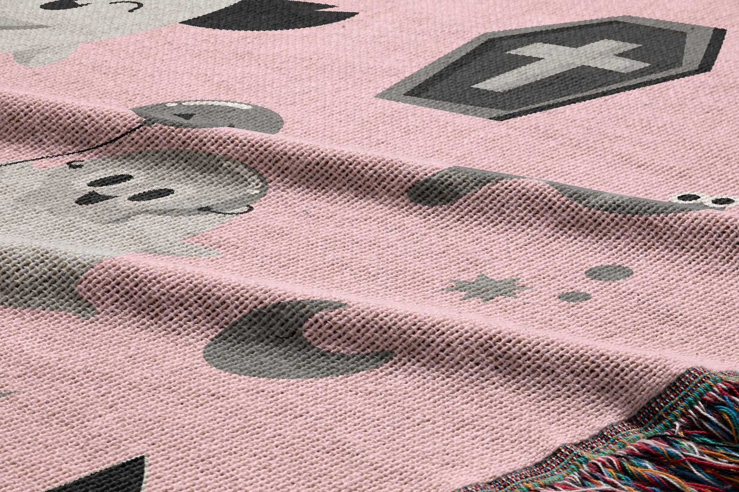 Pink Halloween Woven Blanket