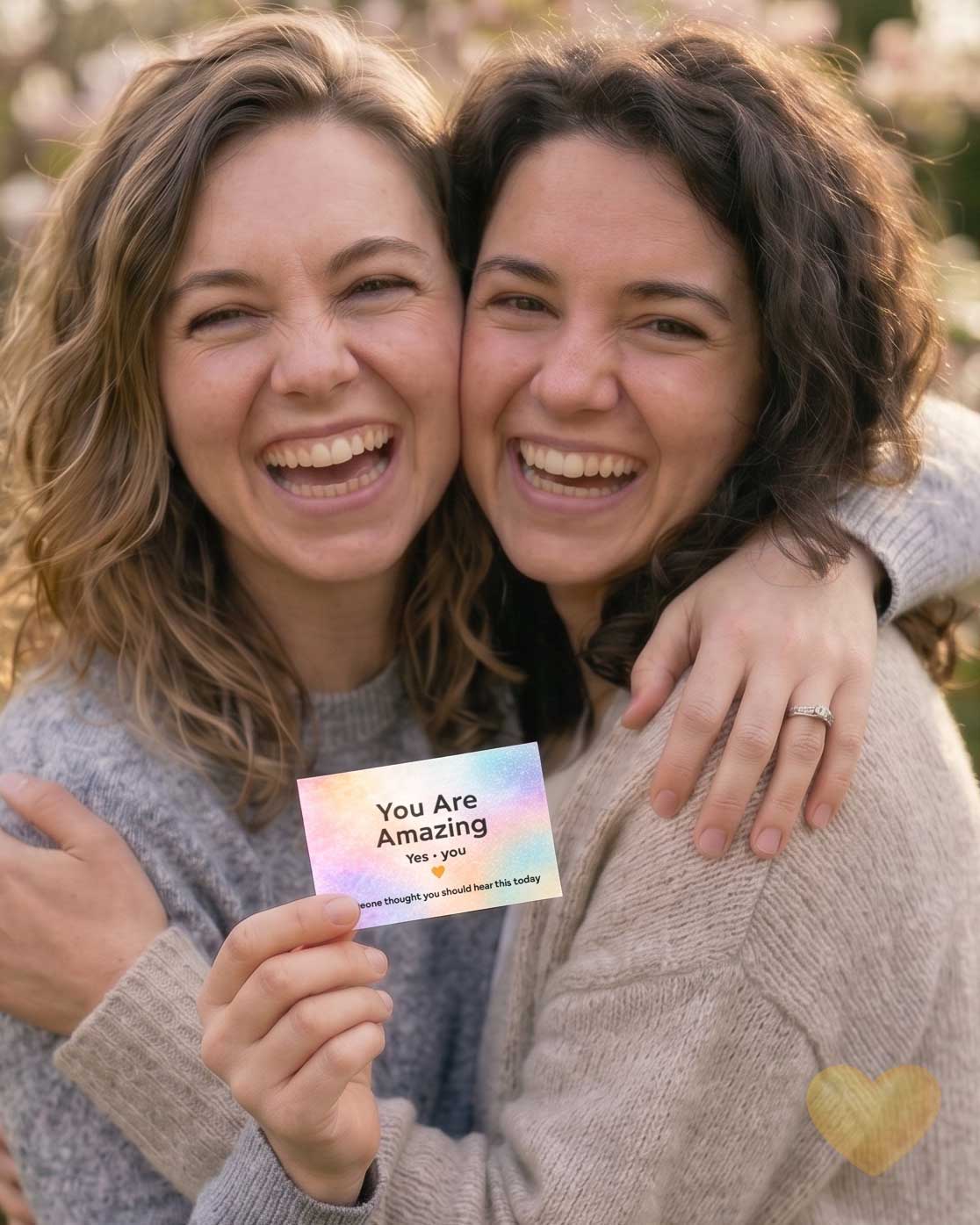 friends hugging each other with you are amazing card
